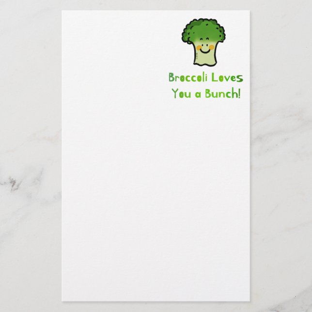 Cute Broccoli Pun Cartoon Design Stationery (Front)