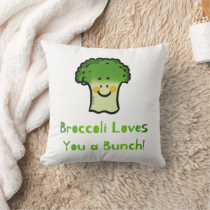 Cute Broccoli Pun Cartoon Design Throw Pillow