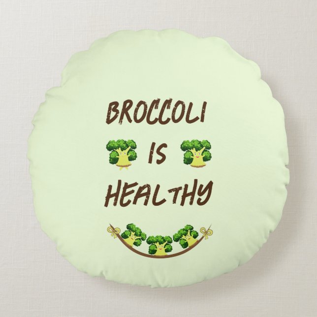 Cute broccoli round pillow (Front)