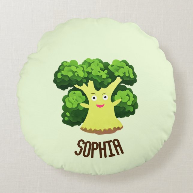 Cute broccoli round pillow (Front)