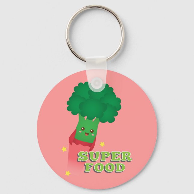 Cute Broccoli Vegetable, Super food Keychain (Front)