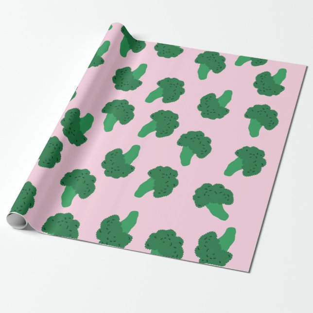 Cute Broccoli Wrapping Paper (Unrolled)