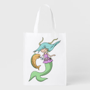Cute Broken Arm Mermaid Grocery Bag