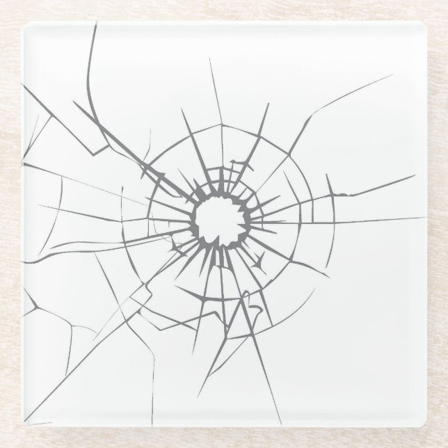 Cute Broken Glass with Hole Glass Coaster (Front)