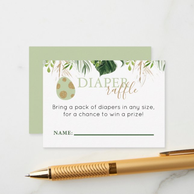 Cute Brontosaurus Dinosaur Diaper Raffle Insert (Front/Back In Situ)