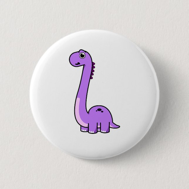 Cute Brontosaurus Dinosaur Kids and Adult Dino Button (Front)