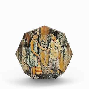 Cute brother and sister photo block