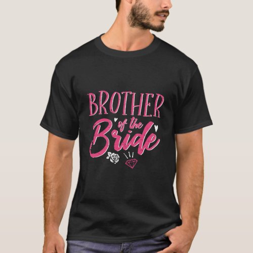 Cute Brother of The Bride Pink Calligraphy Script T_Shirt