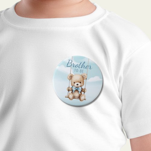 Cute Brother To Be Teddy Bear Baby Shower Button