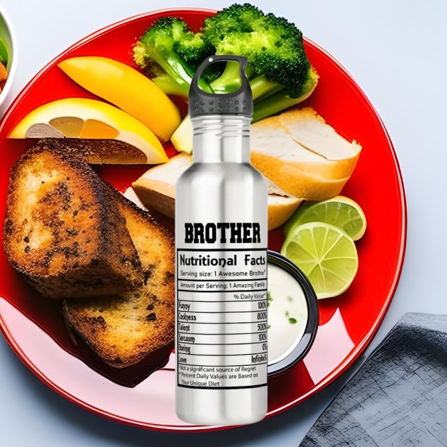 cute Brother word art facts Stainless Steel Water Bottle (Creator Uploaded)