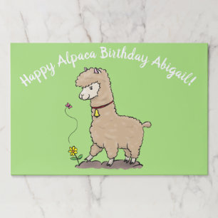 Cute brown alpaca with butterfly birthday cartoon paper pad