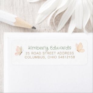 Cute Brown and Green Butterflies Whimsical Label