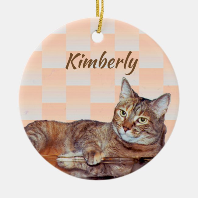 Cute Brown and Orange Tabby Cat Ornament