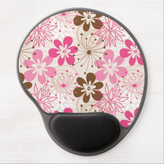 Cute brown and pink abstract spring flowers gel mouse pad