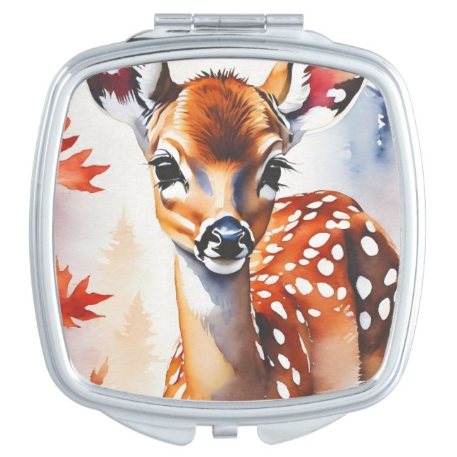 Cute Brown and White Baby Deer  Compact Mirror (Front)