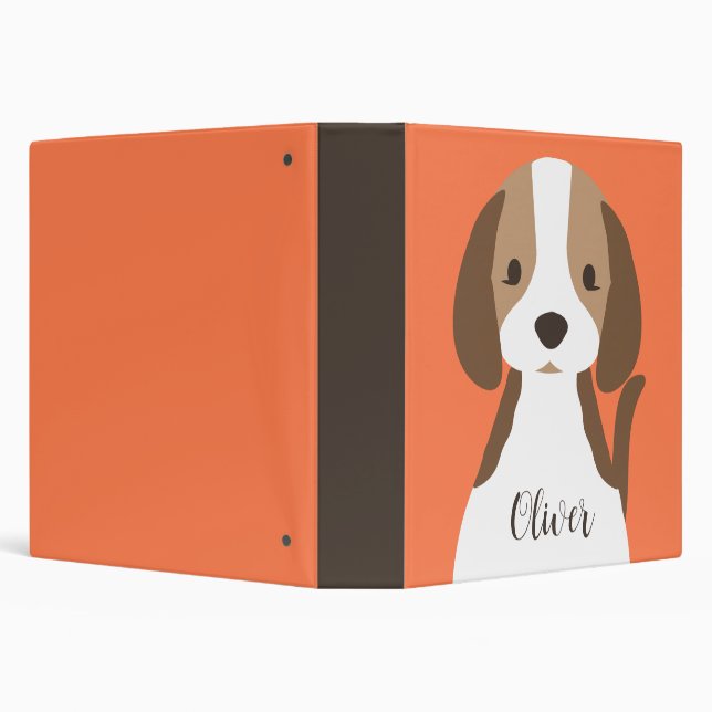 Cute brown and white dog portrait 3 ring binder (Background)