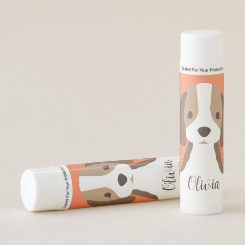 Cute brown and white dog portrait lip balm