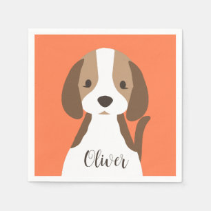 Cute brown and white dog portrait napkins