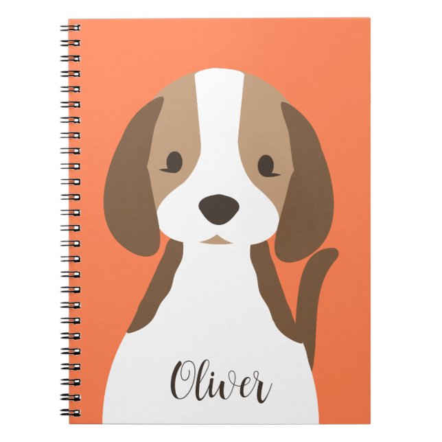 Cute brown and white dog portrait notebook (Front)