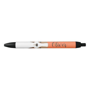 Cute brown and white dog portrait pen