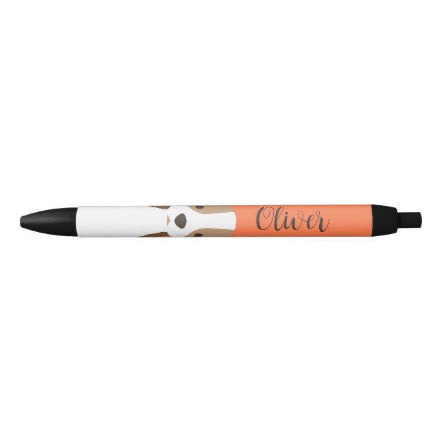 Cute brown and white dog portrait pen (Front)
