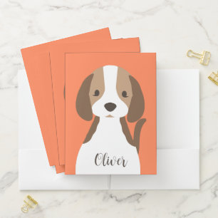 Cute brown and white dog portrait pocket folder