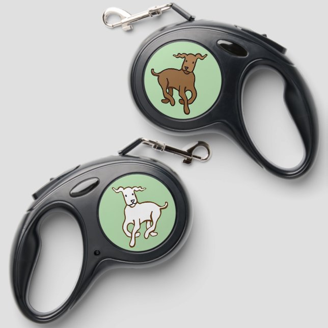 Cute brown and white dogs retractable pet leash  (Front & Back)