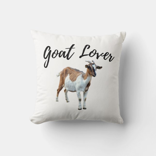 Cute Brown and White Goat  Throw Pillow (Front)