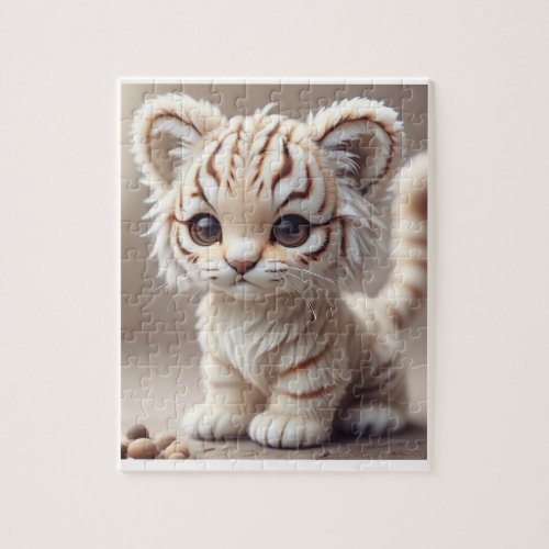CUTE BROWN AND WHITE TIGER JIGSAW PUZZLE