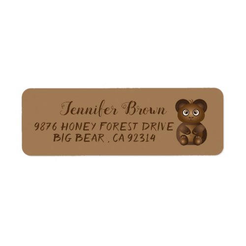 Cute brown baby bear return address labels
