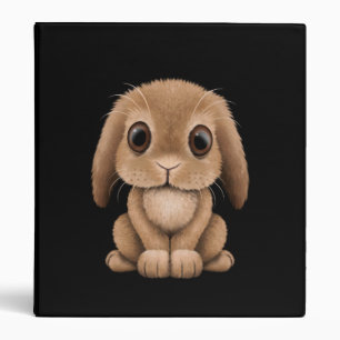 Cute Brown Baby Bunny Rabbit on Black Binder