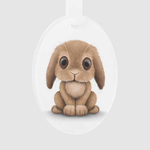 Cute Brown Baby Bunny Rabbit on White Ornament