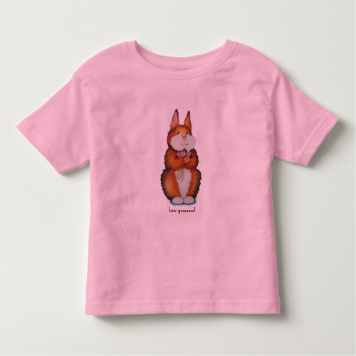 Cute brown baby Bunny rabbit with pretty flowers Toddler T_shirt