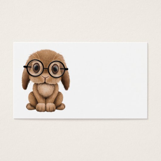 Cute Brown Baby Bunny Wearing Glasses (Front)