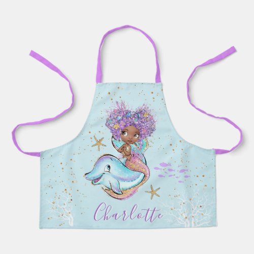 Cute Brown Baby Mermaid All_Over Print Apron