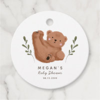 Cute Brown Bear Baby Shower Favor Tags