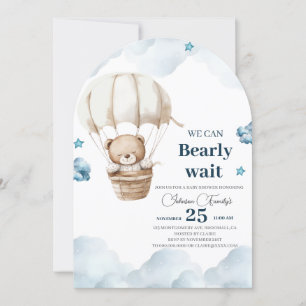 Cute Brown Bear Baby Shower Invitation