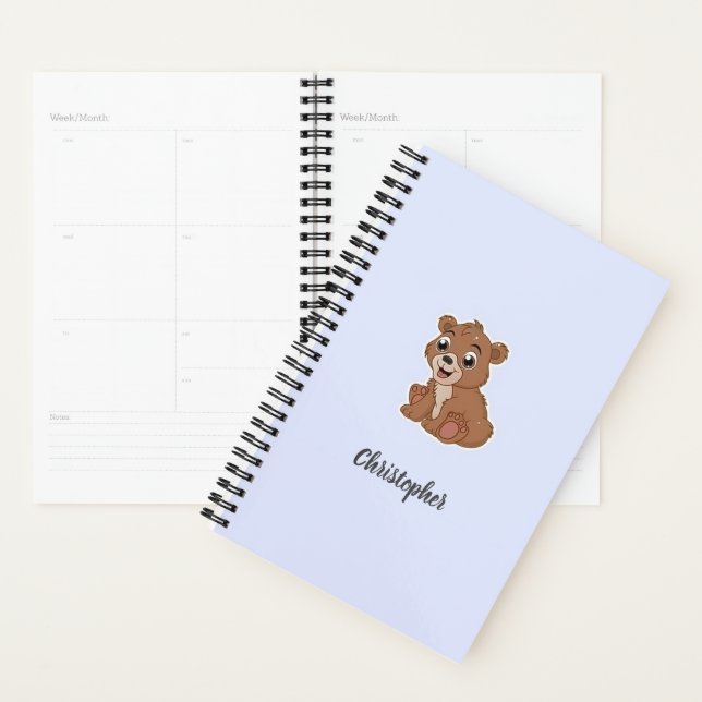 Cute brown bear blue planner (Display)