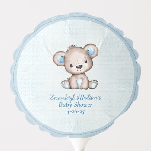 Cute Brown Bear Boy Plaid Blue Small Balloon