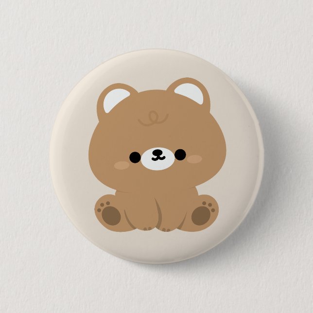 Cute Brown Bear Button (Front)
