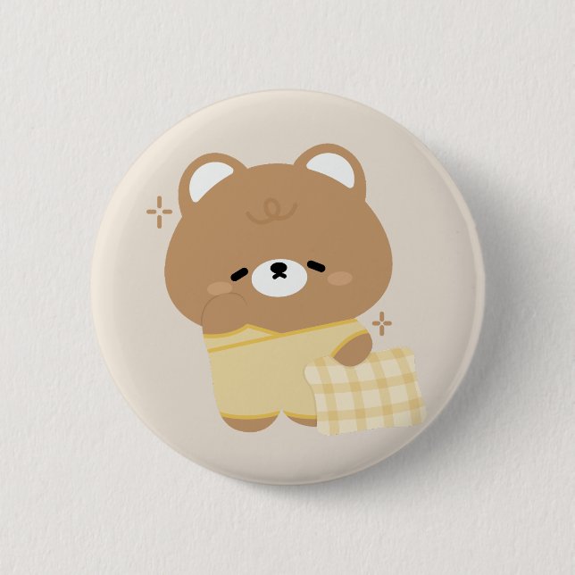 Cute Brown Bear Button (Front)