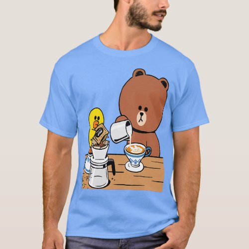 Cute brown bear cony bunny rabbit coffee lovers T_Shirt