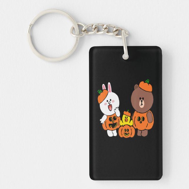 Cute Brown Bear Cony Bunny Rabbit Duck Pumpkin Keychain (Front)