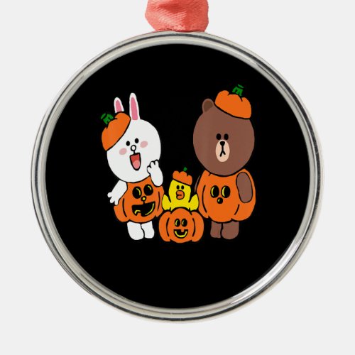 Cute Brown Bear Cony Bunny Rabbit Duck Pumpkin Metal Ornament