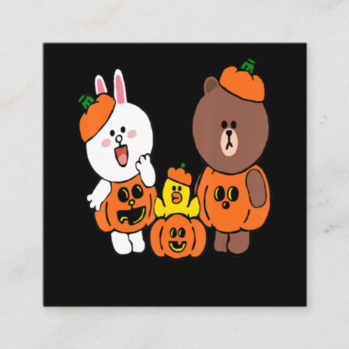 Cute Brown Bear Cony Bunny Rabbit Duck Pumpkin Square Business Card