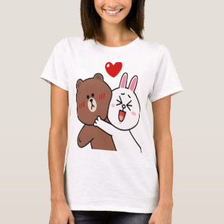 Cute Brown Bear Cony Bunny Rabbit Lovers In Love H T-Shirt