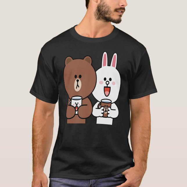 Cute Brown Bear Cony Bunny Rabbit Lovers   T-Shirt (Front)