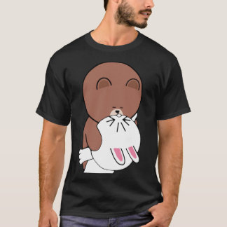 Cute Brown Bear Cony Bunny Rabbit The Kiss T-Shirt