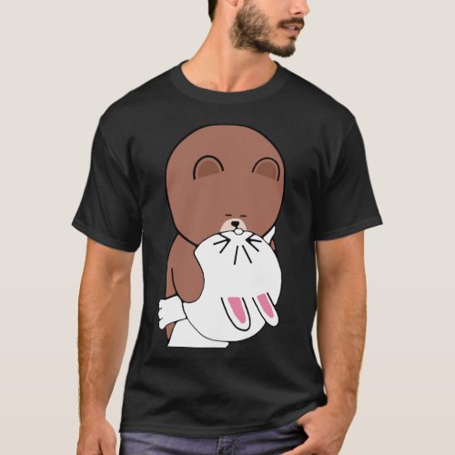 Cute Brown Bear Cony Bunny Rabbit The Kiss   T_Shirt