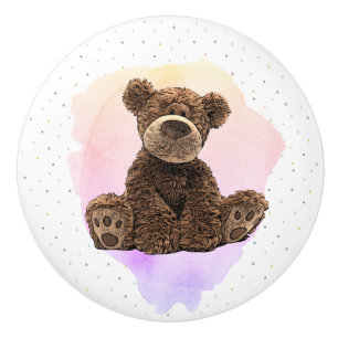 Cute Brown Bear Cuddly Animal Child's Baby Nursery Ceramic Knob